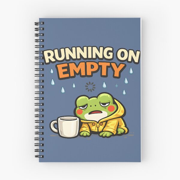 Item preview, Running on Empty Burnout Frog Funny Coffee Lover Mental Health Sticker  Tired Office Worker Cartoon Frog designed and sold by  Artistry in Motion by MADsrecreation.