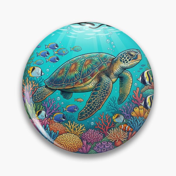Item preview, Colorful Bahamas Sea Turtle Coral Reef designed and sold by DuckOddity.