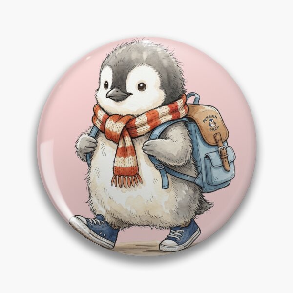 Item preview, Cute Watercolor Baby Penguin with School Backpack and Sneakers designed and sold by BreezifyDesignStudio.
