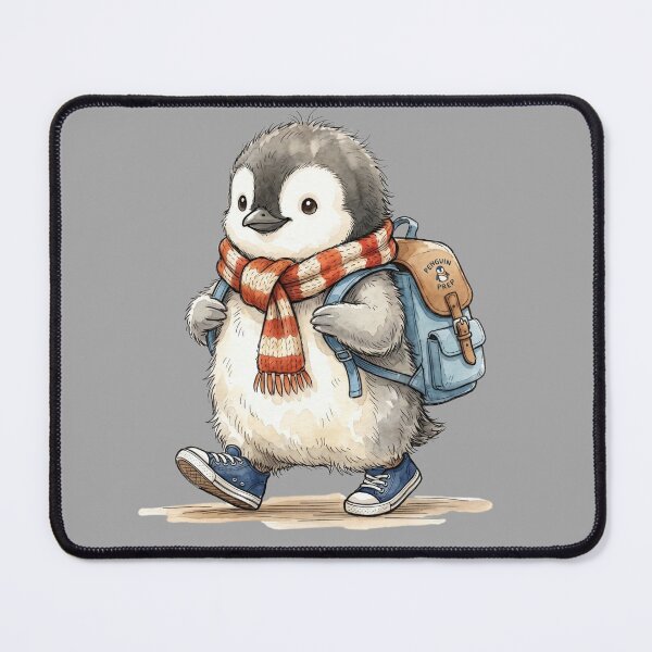 Item preview, Cute Watercolor Baby Penguin with School Backpack and Sneakers designed and sold by BreezifyDesignStudio.