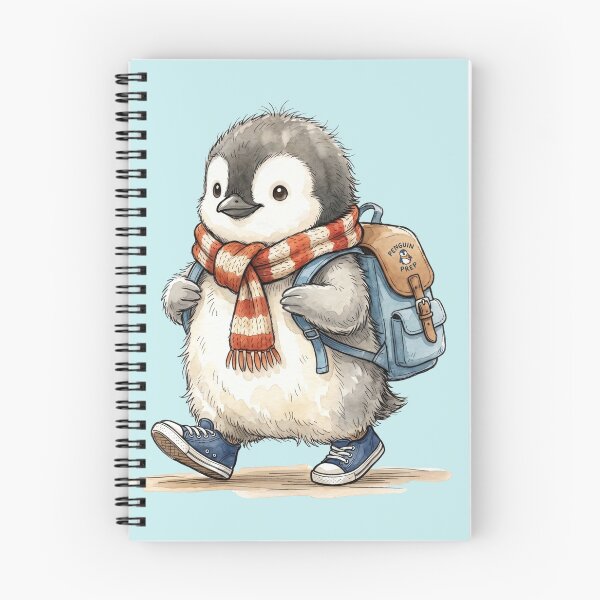 Item preview, Cute Watercolor Baby Penguin with School Backpack and Sneakers designed and sold by BreezifyDesignStudio.