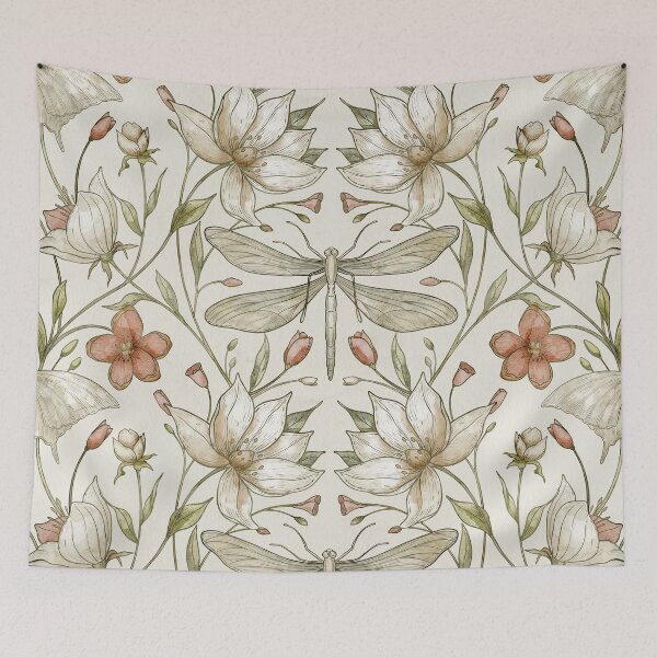 Item preview, Vintage Dragonfly Botanical Pattern designed and sold by Alisles.