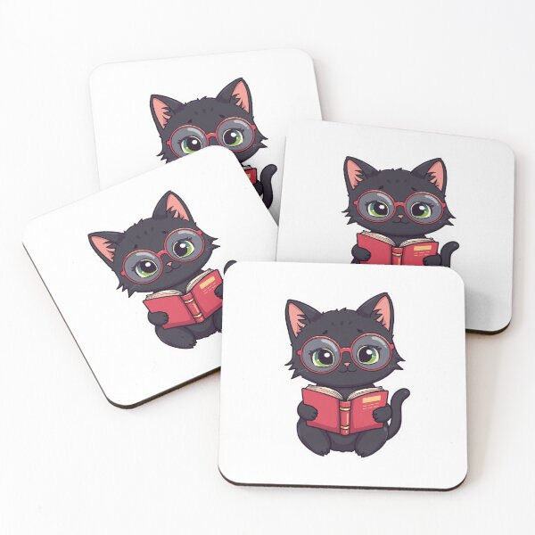 Item preview, Cute Black Cat Reading Book Kawaii Book Lover Design designed and sold by ZaanaDesign.