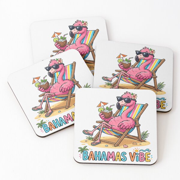 Item preview, Cute Flamingo Coconut Drink Bahamas Vibe designed and sold by DuckOddity.