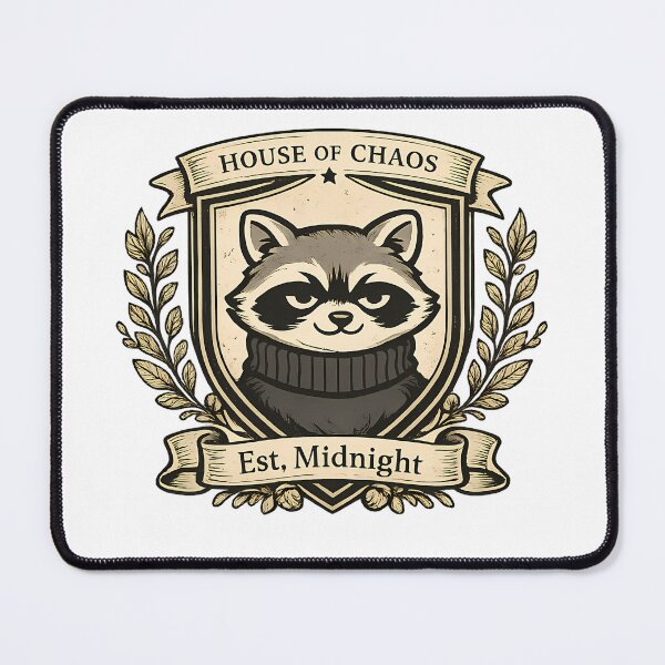 Item preview, House of Chaos Raccoon Crest Vintage Badge Sticker Goblincore Heraldic Patch Design Funny Gift designed and sold by Gremlin Hours.
