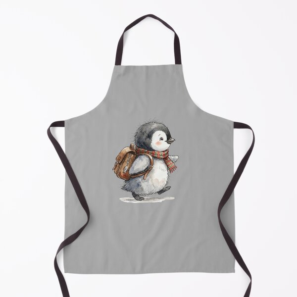 Item preview, Cute Watercolor Baby Penguin with Leather Backpack Art designed and sold by BreezifyDesignStudio.