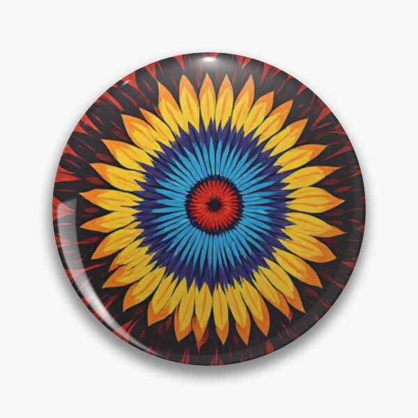 Item preview, Psychedelic Sunflower Mandala Optical Illusion Art designed and sold by Resolution Retro.