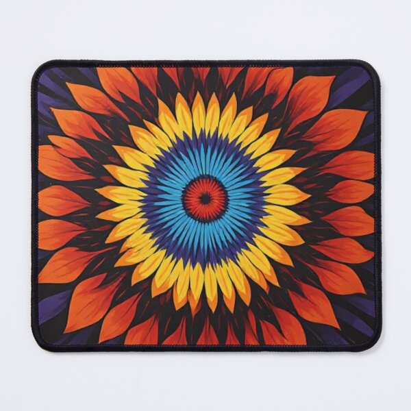 Item preview, Psychedelic Sunflower Mandala Optical Illusion Art designed and sold by Resolution Retro.