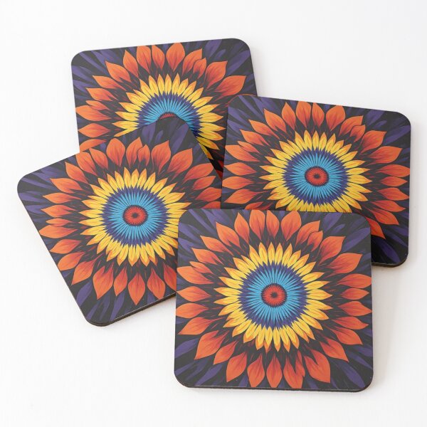 Item preview, Psychedelic Sunflower Mandala Optical Illusion Art designed and sold by Resolution Retro.