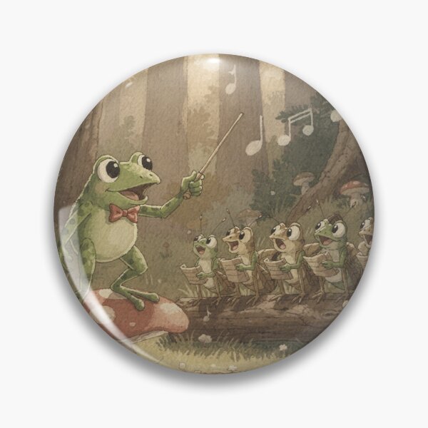 Item preview, Frog Choir Director Conducting Crickets Cottagecore Art designed and sold by PictorialWhimsy.