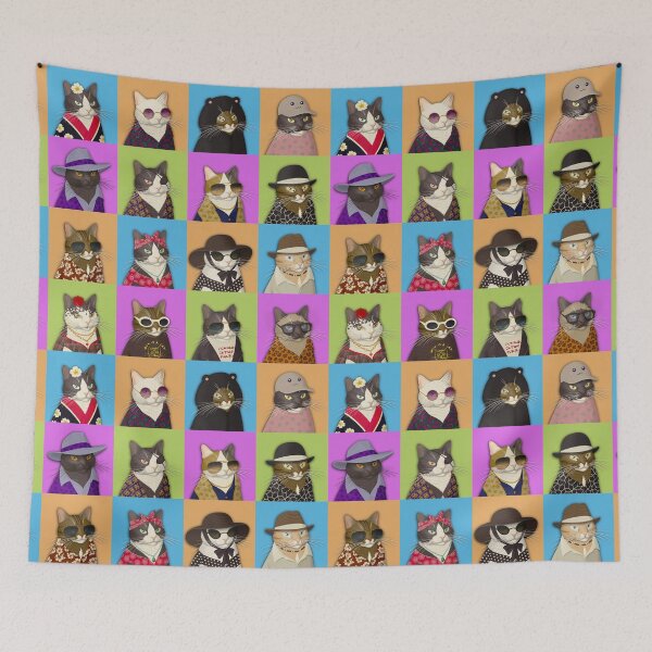 Item preview, Cat Variety 4 Colour Pop Art designed and sold by Scolliecat.