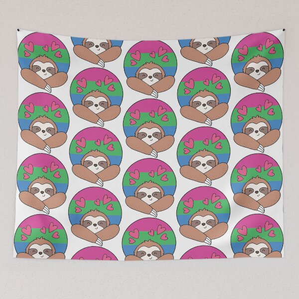 Item preview, LGBTQ Sloth - Kawaii Polysexual Pride Sloth With Hearts designed and sold by Cannaxes Studio.