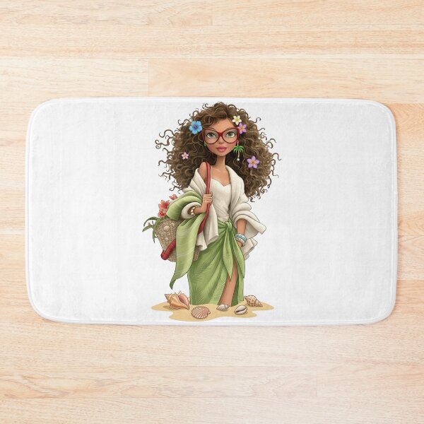 Item preview, Retro Tropical Beach Girl Curly Hair designed and sold by Sovereign Supply Co..