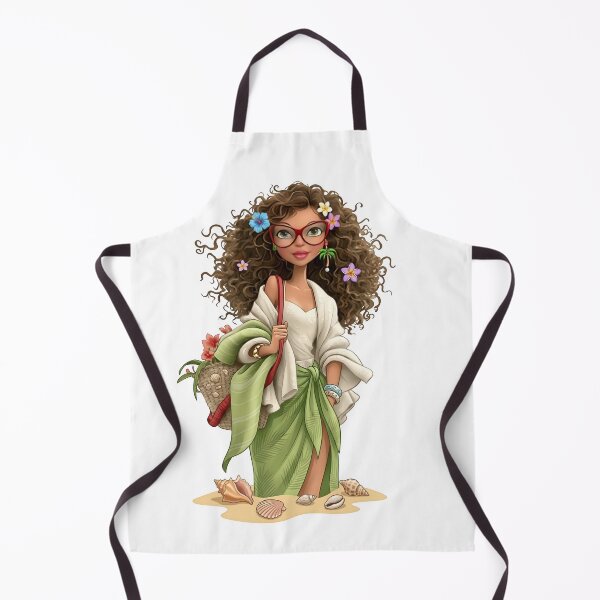 Item preview, Retro Tropical Beach Girl Curly Hair designed and sold by Sovereign Supply Co..
