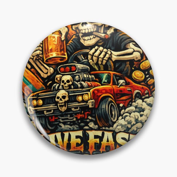 Item preview, Live Fast Die Last Skeleton Hot Rod Design designed and sold by Globivara Studio.