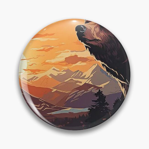 Item preview, Majestic Grizzly Bear Sunset Mountain Landscape Art Print designed and sold by aune-co.