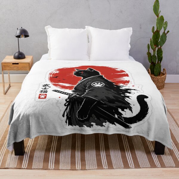 Item preview, Samurai Cat Under Red Moon designed and sold by ZenOtaku Lab.