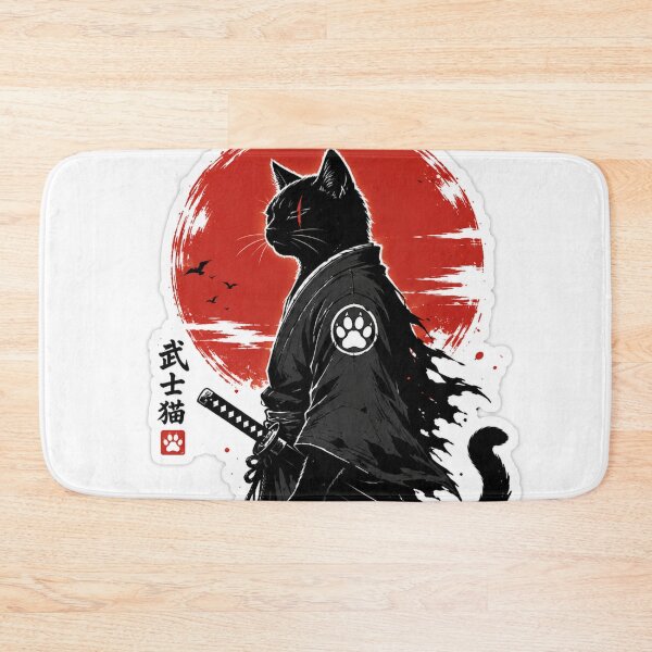 Item preview, Samurai Cat Under Red Moon designed and sold by ZenOtaku Lab.