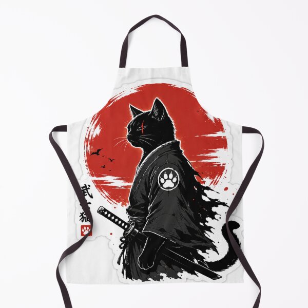 Item preview, Samurai Cat Under Red Moon designed and sold by ZenOtaku Lab.