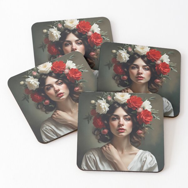 Item preview, Woman with flowers wall art print designed and sold by MK26Designs.
