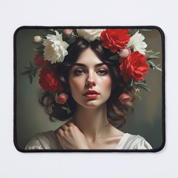 Item preview, Woman with flowers wall art print designed and sold by MK26Designs.