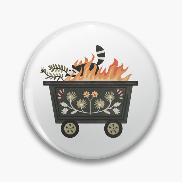 Item preview, Scandinavian Folk Art, Dumpster Fire With Raccoon designed and sold by xiao xuans.