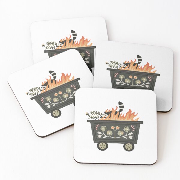 Item preview, Scandinavian Folk Art, Dumpster Fire With Raccoon designed and sold by xiao xuans.