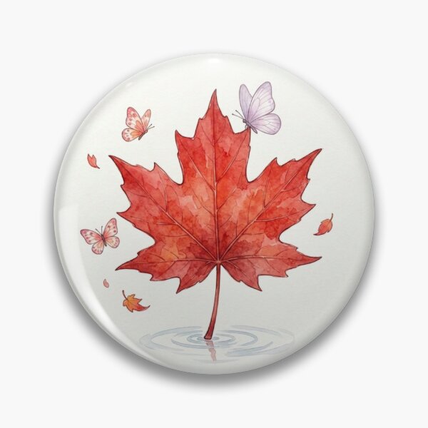 Item preview, Elegant Watercolor Maple Leaf with Butterflies for Canada Day designed and sold by Tingmade Studio.