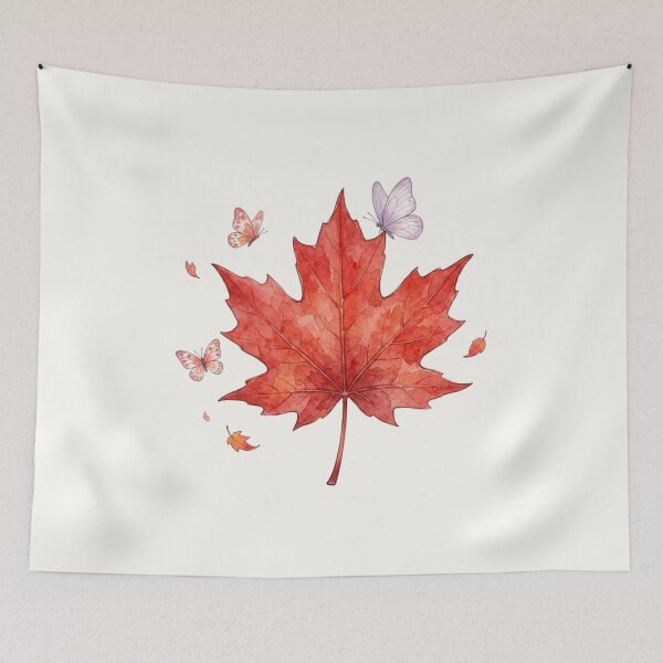 Item preview, Elegant Watercolor Maple Leaf with Butterflies for Canada Day designed and sold by Tingmade Studio.