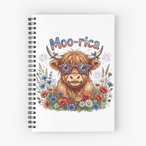 Item preview, Moo-rica Patriotic Highland Cow 4th of July designed and sold by MoonwoodStudio.