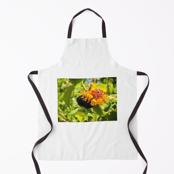 Item preview, Black Bee On Orange Lantana Flower Closeup In Sunny Garden Pollinating Nectar designed and sold by Nmallia.