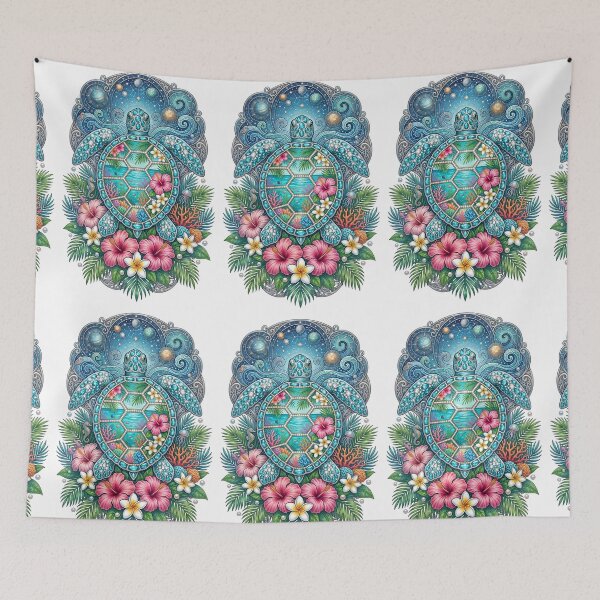 Item preview, Cosmic Sea Turtle Tropical Hibiscus designed and sold by Sovereign Supply Co..