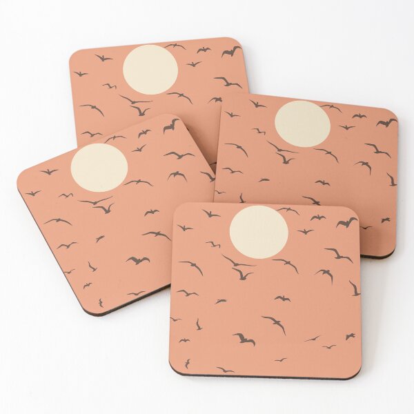Item preview, Seagull Art, Terracotta Coastal Sunset Ocean Print designed and sold by Studio pod Burom.
