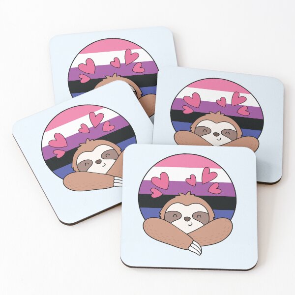 Item preview, LGBTQ Sloth - Kawaii Genderfluid Sloth With Hearts designed and sold by Cannaxes Studio.