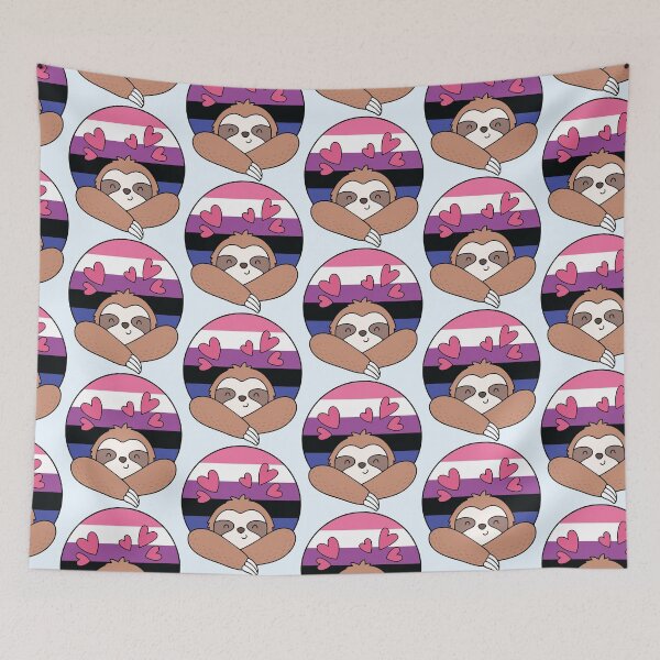 Item preview, LGBTQ Sloth - Kawaii Genderfluid Sloth With Hearts designed and sold by Cannaxes Studio.