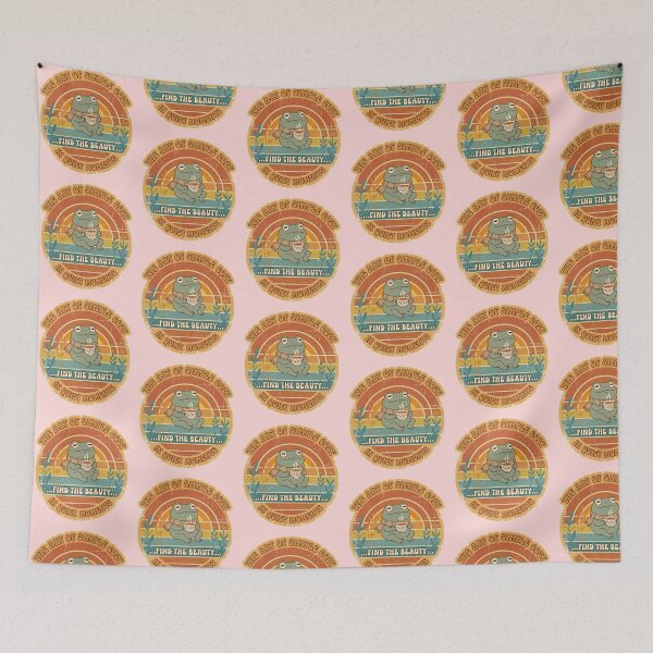 Item preview, Retro Frog Drinking Tea Vintage Sunset Design for Groovy Tea Lovers designed and sold by Im-Ara.