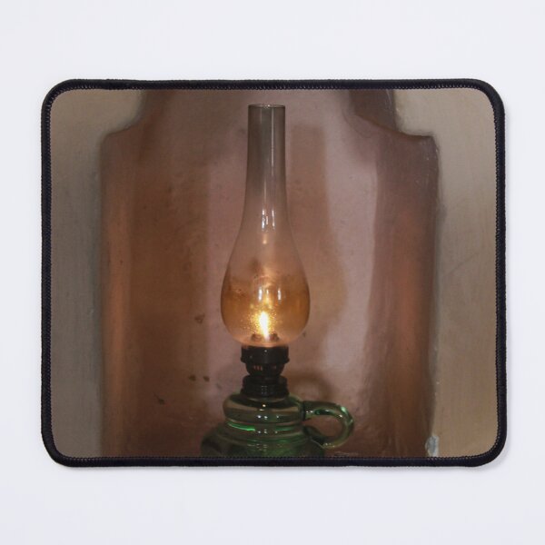 Item preview, Vintage Oil Lamp With Green Glass Base Lit Inside a Plastered Wall Niche designed and sold by Nmallia.