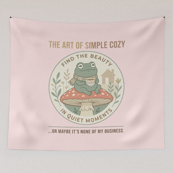 Item preview, Minimalist Frog Drinking Tea Inspirational Design for Calm Mindfulness Lifestyle designed and sold by Im-Ara.