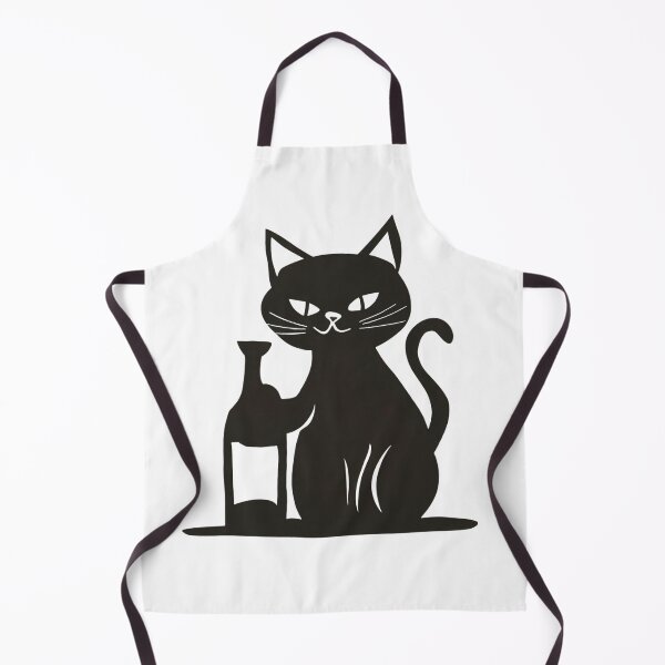 Item preview, Funny Black Cat Holding Sake Bottle designed and sold by K-vino.