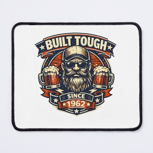 Item preview, Built Tough Since 1962 Vintage 64th Birthday Funny Bearded Man Beer designed and sold by shemodas.