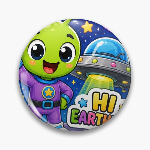 Item preview, Friendly Alien "Hi Earthling!" Sticker Art designed and sold by tommytvkids.