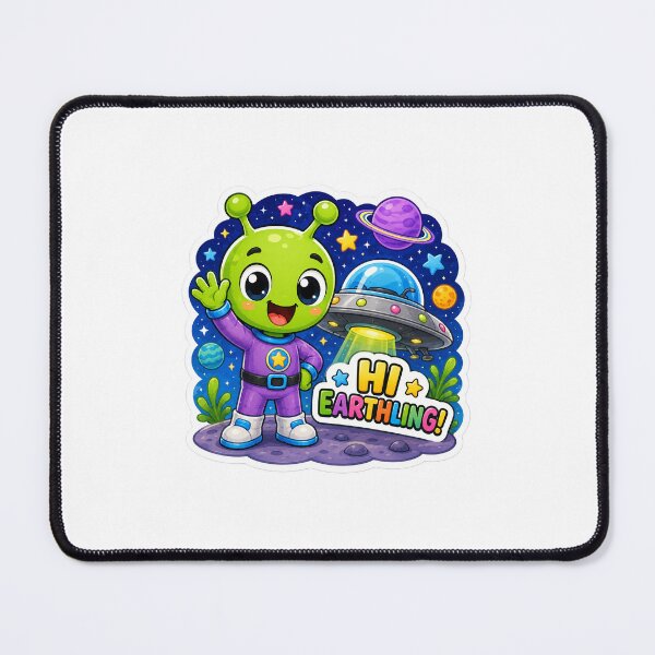 Item preview, Friendly Alien "Hi Earthling!" Sticker Art designed and sold by Sticker_Verse_Studio.