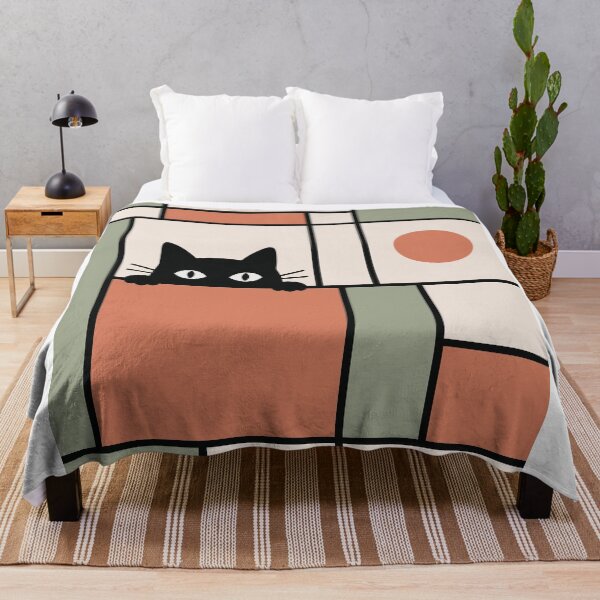 Item preview, Cute Black Cat Art, Minimalist Mondrian Style Art designed and sold by Studio pod Burom.
