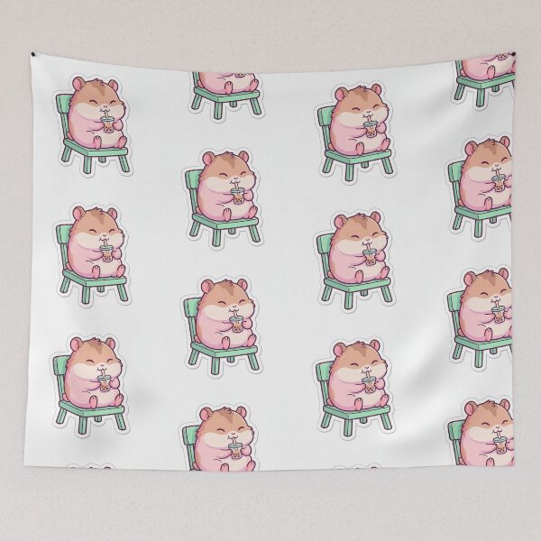 Item preview, Cute Kawaii Hamster Drinking Bubble Tea Sticker designed and sold by digiartmagic.