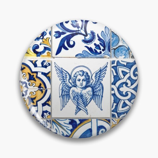 Item preview, Vintage Portuguese Azulejo Pattern | Cobalt Blue and Ochre Tile Mosaic | Antique Mediterranean Tile Art designed and sold by SergioMiklos.