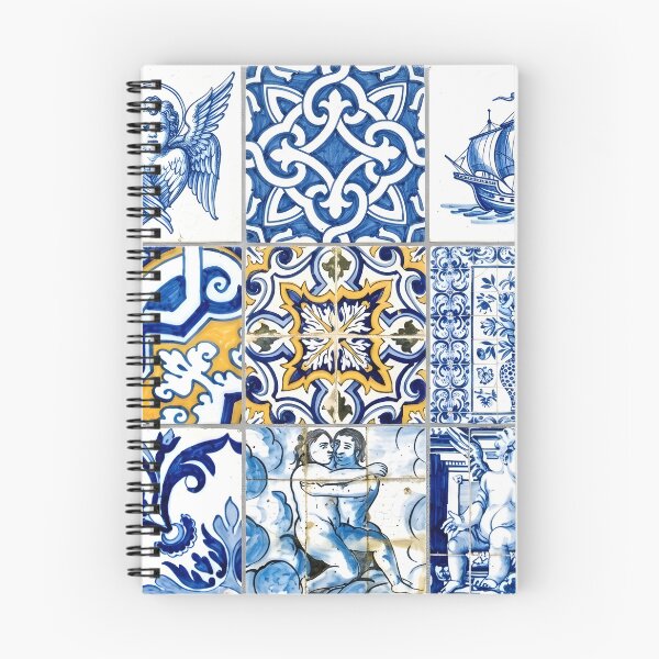 Item preview, Vintage Portuguese Azulejo Pattern | Cobalt Blue and Ochre Tile Mosaic | Antique Mediterranean Tile Art designed and sold by SergioMiklos.