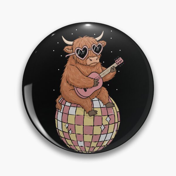 Item preview, Funny Scottish Highland Cow Disco Ball Guitar Rave Zoo Boys Girls Kids designed and sold by rafaeltto.
