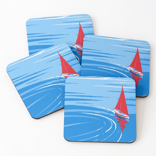 Item preview, Minimalist Red Sailbot Print designed and sold by Studio pod Burom.