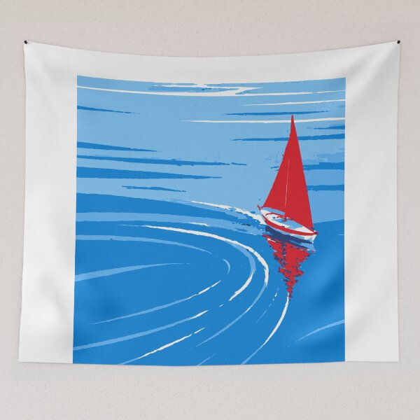 Item preview, Minimalist Red Sailbot Print designed and sold by Studio pod Burom.