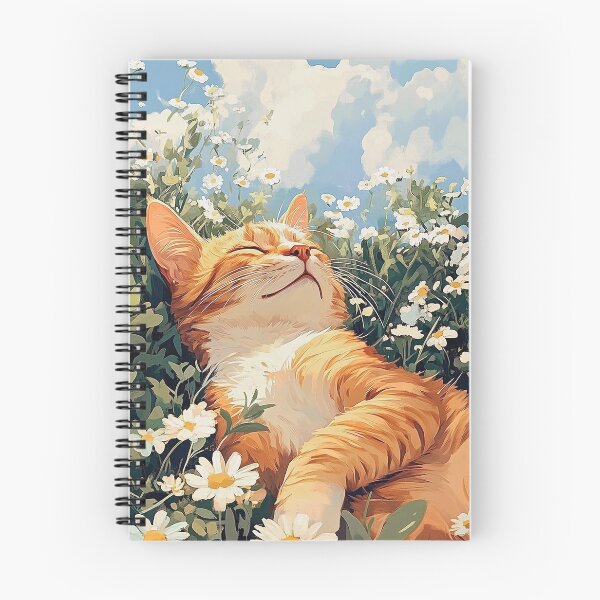 Item preview, Peaceful Sleeping Orange Cat in Daisy Field  designed and sold by aune-co.